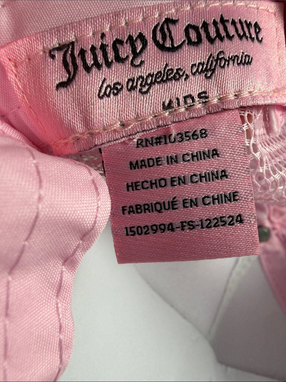 Juicy Couture Girls Light Pink Rhinestone Logo Trucker Cap - Picture 5 of 9